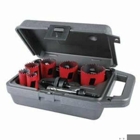 MORSE Hole Saw Kit, Locksmith, 8 pc, 1-15/16 in Cutting Depth, Bi-Metal, Red MHS02L